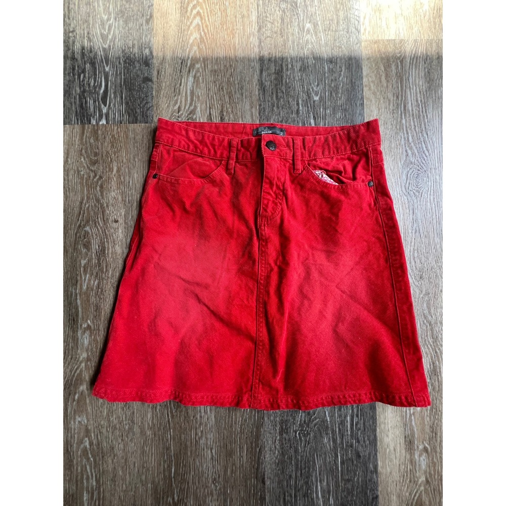 Prana Corduroy Mini Skirt Womens 2 Red Five Pocket A-Line Stretch Cotton
